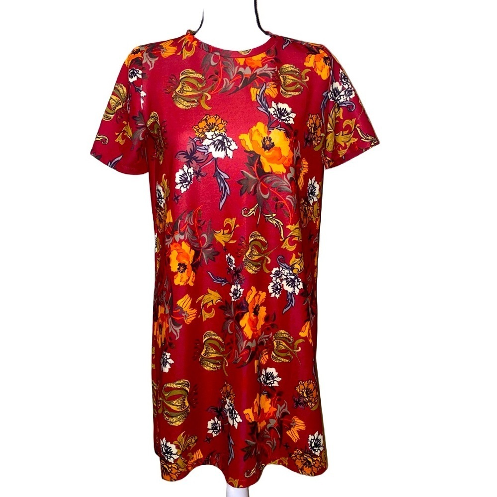 Zara Trafaluc Floral Dress in Red & Yellow Autumn-Winter 17-18 - Picture 2 of 8